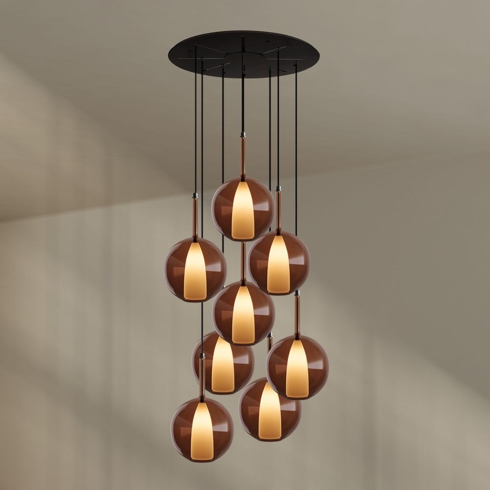 s.luce Belluna Galerieleuchte 8-flammig Ø 80cm Baldachin Braun Ø 24cm Bild 1