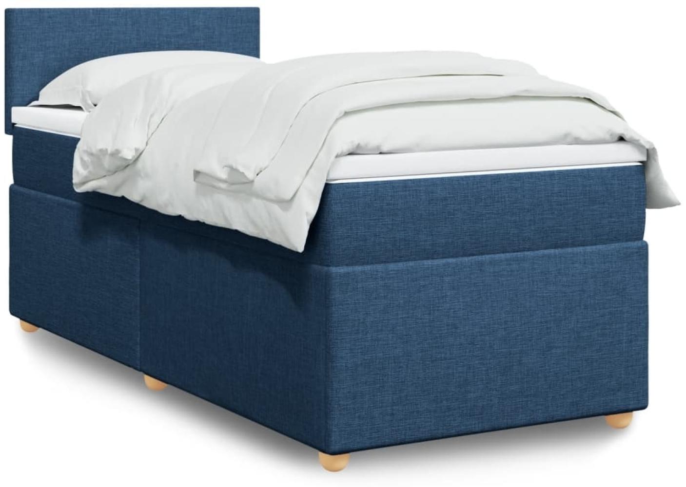 vidaXL Boxspringbett mit Matratze Blau 90x200 cm Stoff 3288862 Bild 1