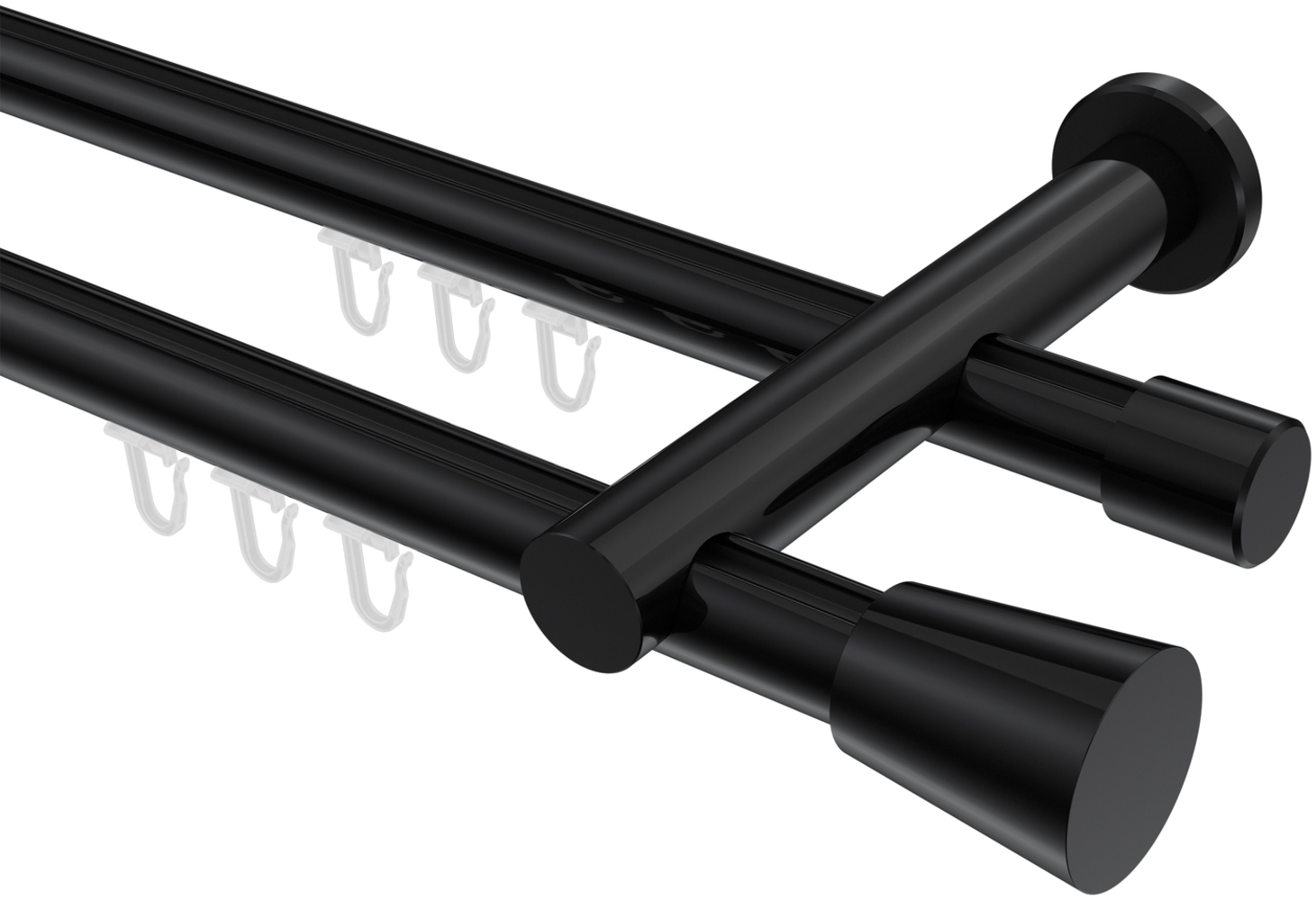 Innenlauf-Gardinenstangen-Set Platon Sitra 160 cm, 2-läufig, 20 mm Ø Schwarz Bild 1