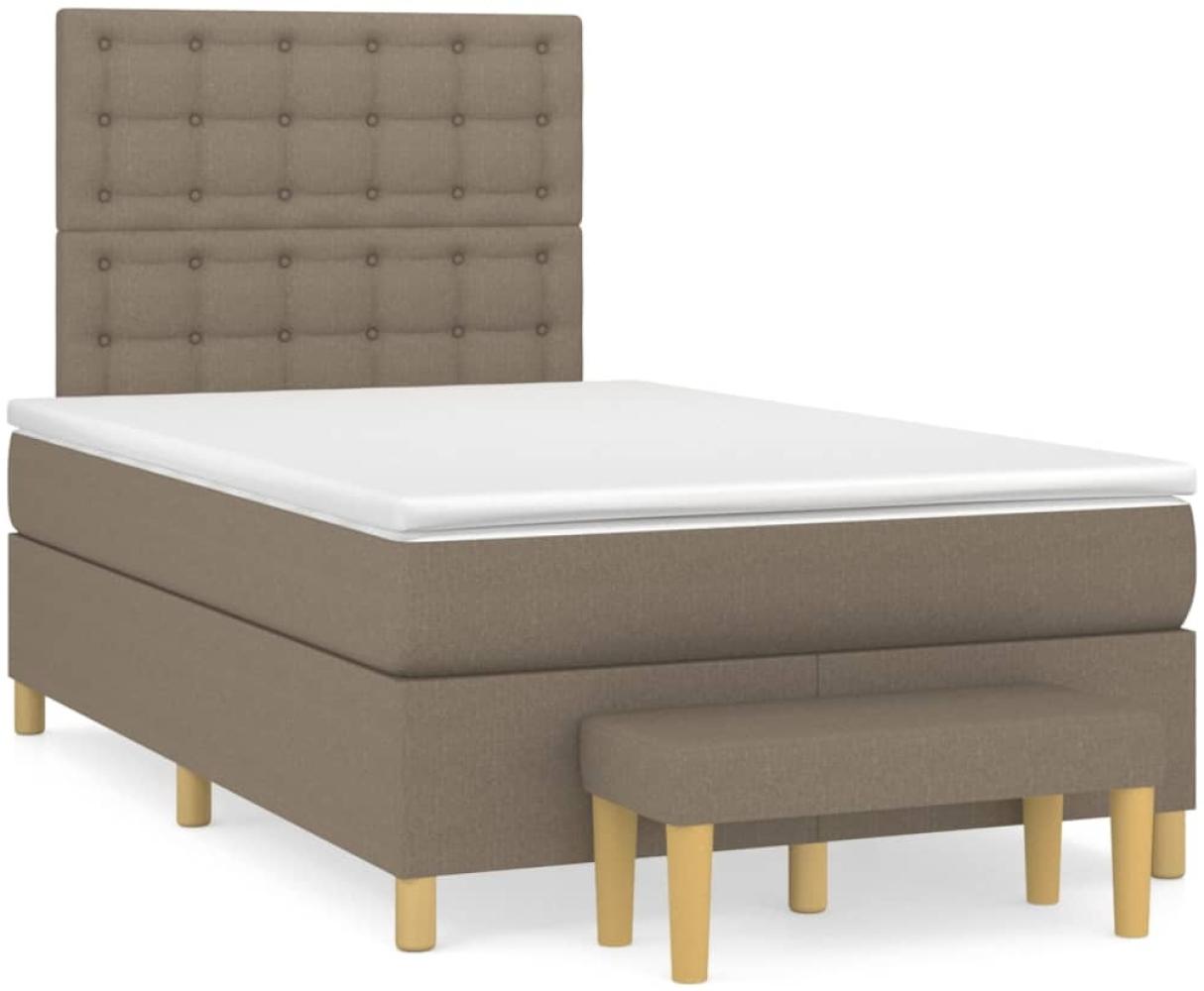vidaXL Boxspringbett mit Matratze Taupe 120x200 cm Stoff, Härtegrad: H2 [3137465] Bild 1