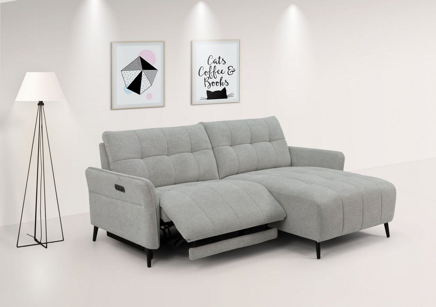 INOSIGN Ecksofa DENIO 3-Sitzer, L-Form (Breite 209cm), elektr. Relaxfunktion, USB-A/C, Liegefunktion durch Recliner, Federkernpolsterung Bild 1