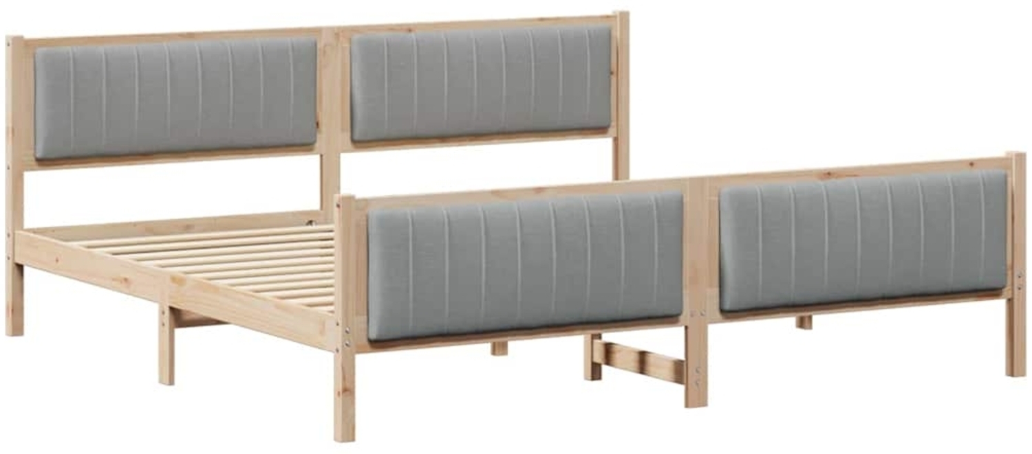 vidaXL Bettgestell Braun und hellgrau 200 x 200 cm Massivholz Kiefer 3394298 Bild 1