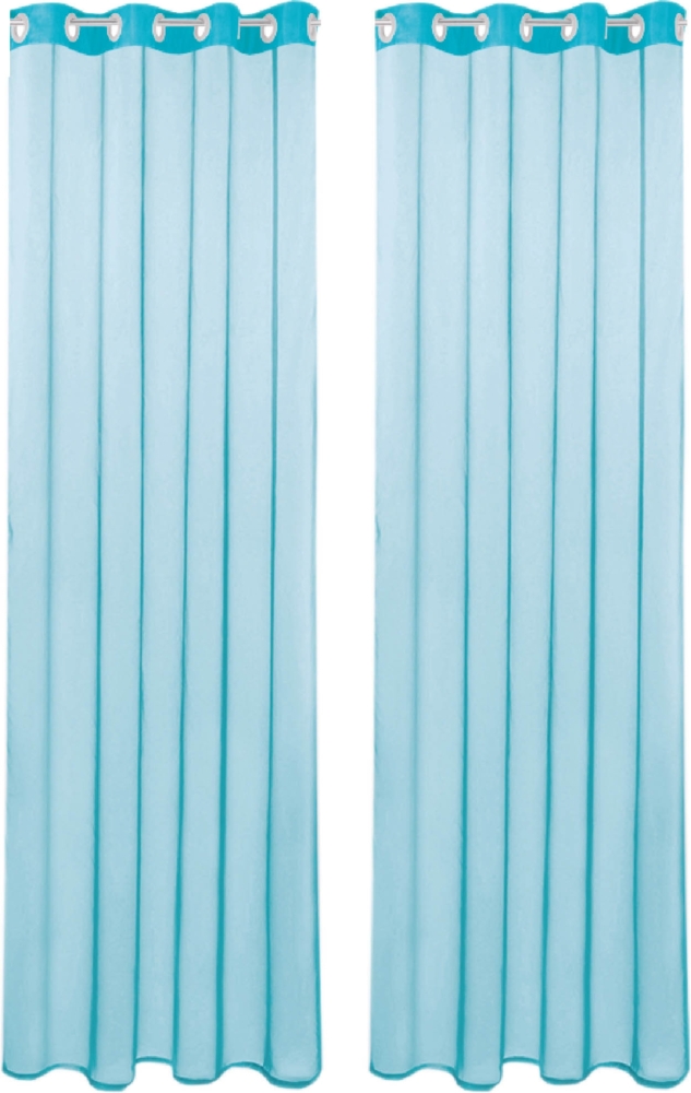 Bestlivings Transparente Türkise Gardine mit Ösen 2er Pack (B140 x L145), viele Varianten erhältlich Bild 1