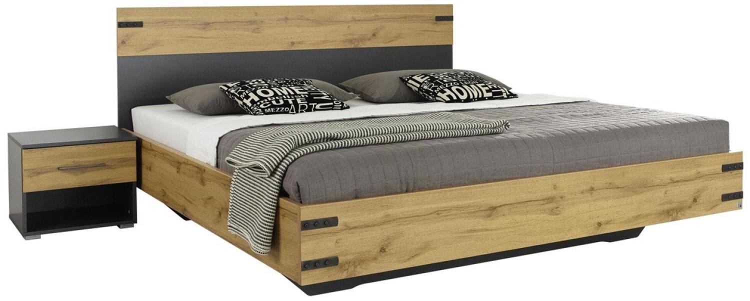 Bettanlage NEVADA Eiche Wotan grau metallic 180x200 cm Bild 1