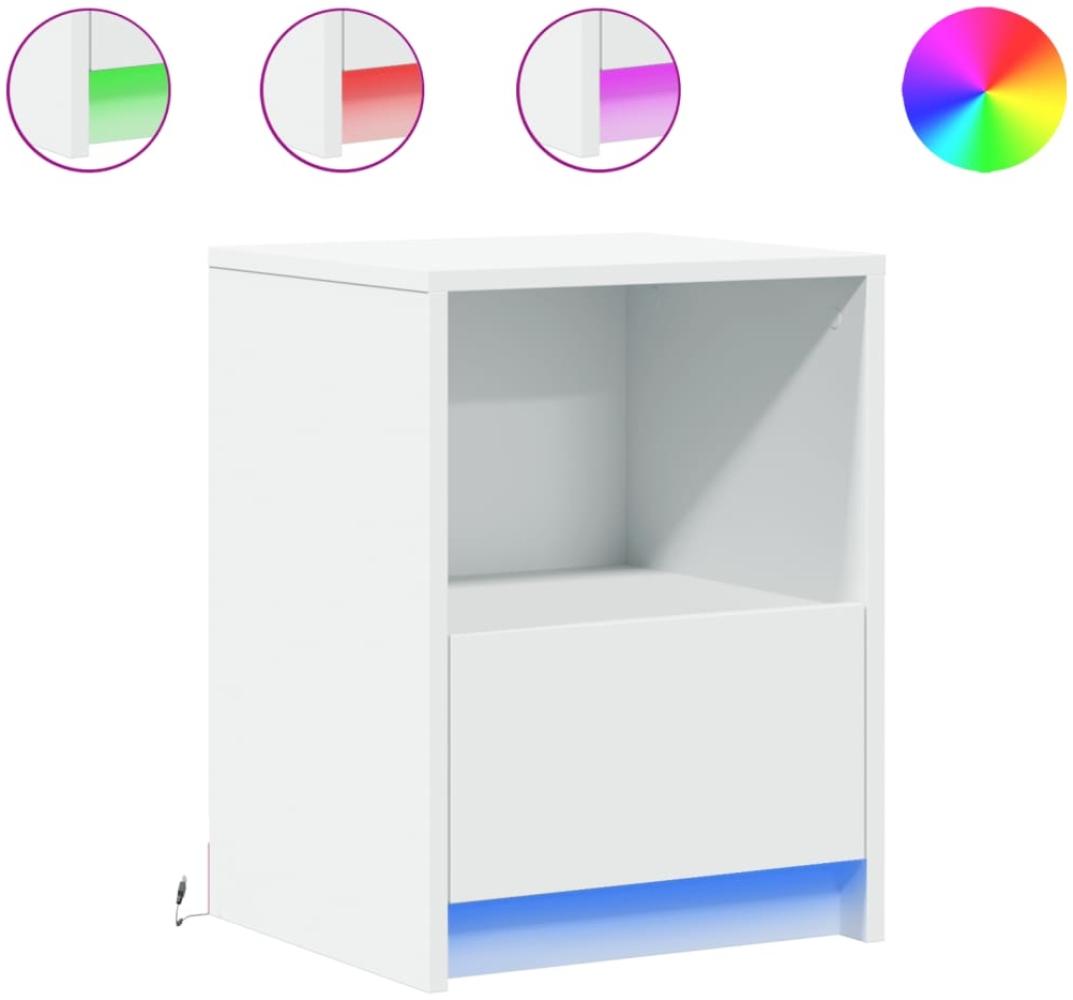 vidaXL Nachttische mit LED-Leuchten 2 Stk. Weiß Holzwerkstoff 852020 Bild 1