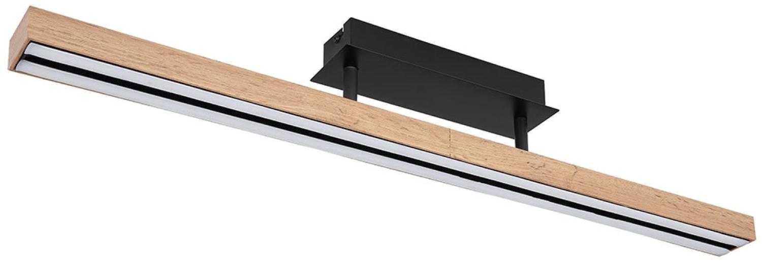 LED Deckenleuchte, dimmbar, Holzoptik, braun schwarz, L 81,5 cm Bild 1