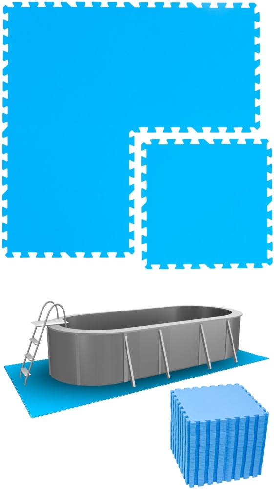 10,3m² Poolunterlage 44 Poolmatten 50x50cm in Blau Bild 1