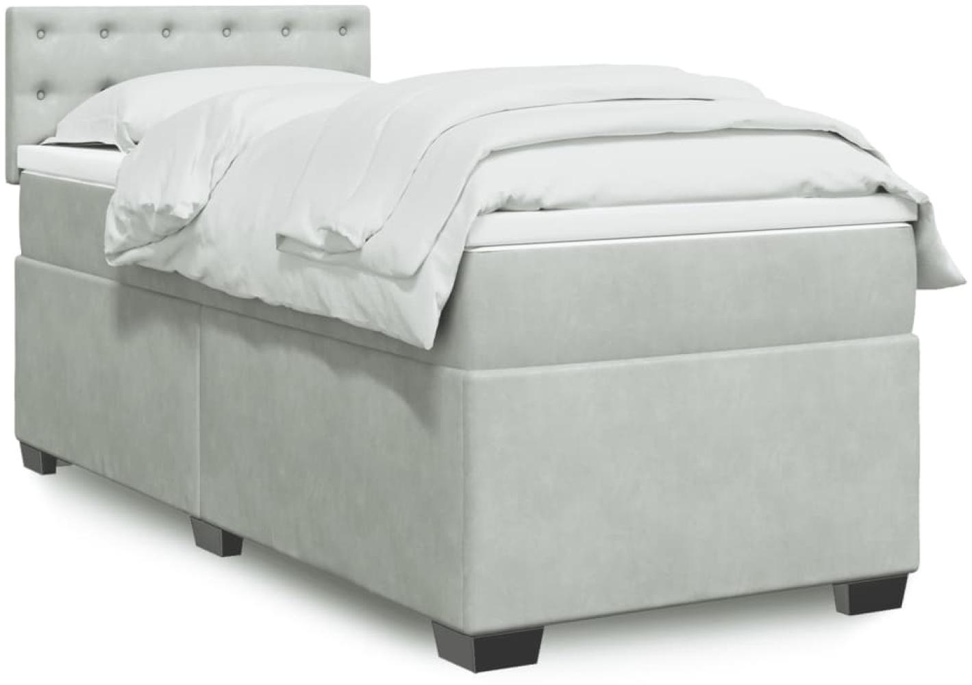 vidaXL Boxspringbett mit Matratze Hellgrau 90x190 cm Samt 3288486 Bild 1