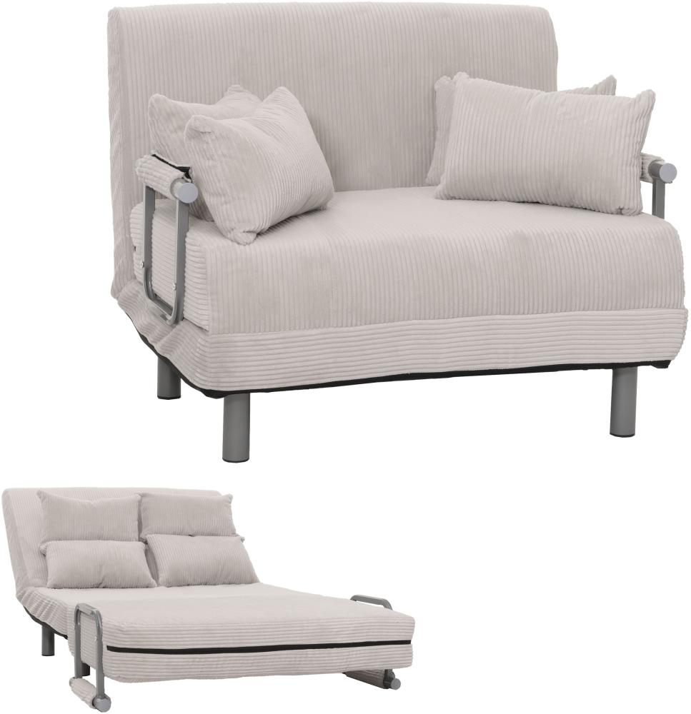 Mendler Schlafsessel HWC-K29, Klappsessel Schlafsofa Gästebett, Liegefläche 190x100cm, Stoff Cord (330g/m²) ~ hellgrau Bild 1