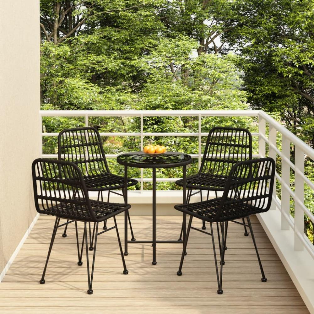 vidaXL 5-tlg. Garten-Essgruppe Schwarz Poly Rattan Bild 1