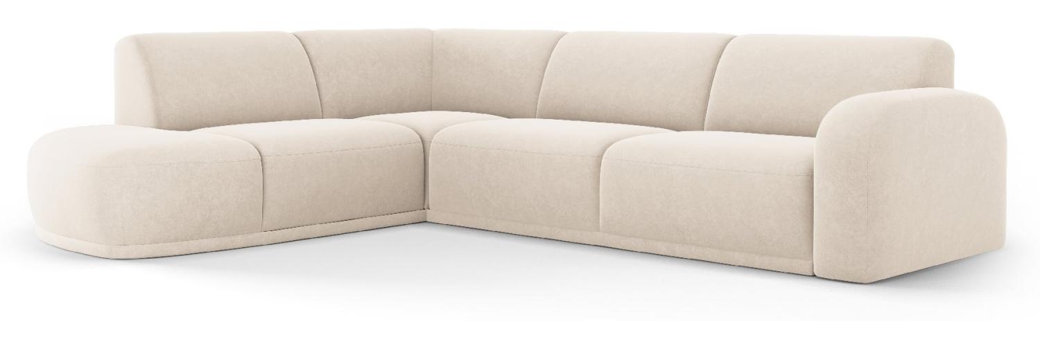 Micadoni Ecksofa Erin 4-Sitzer 1 Armlehne Links Samtstoff Beige Bild 1