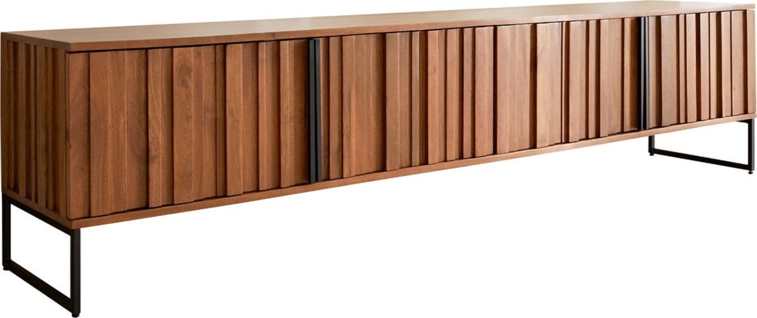 Lowboard Sivela 200 cm Mango Braun Metall Schwarz 4 Türen Bild 1
