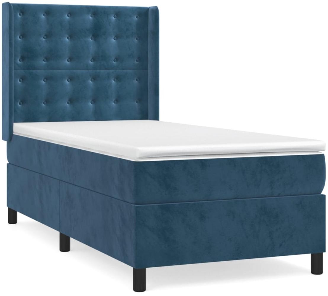 vidaXL Boxspringbett mit Matratze Dunkelblau 90x200 cm Samt 3132901 Bild 1