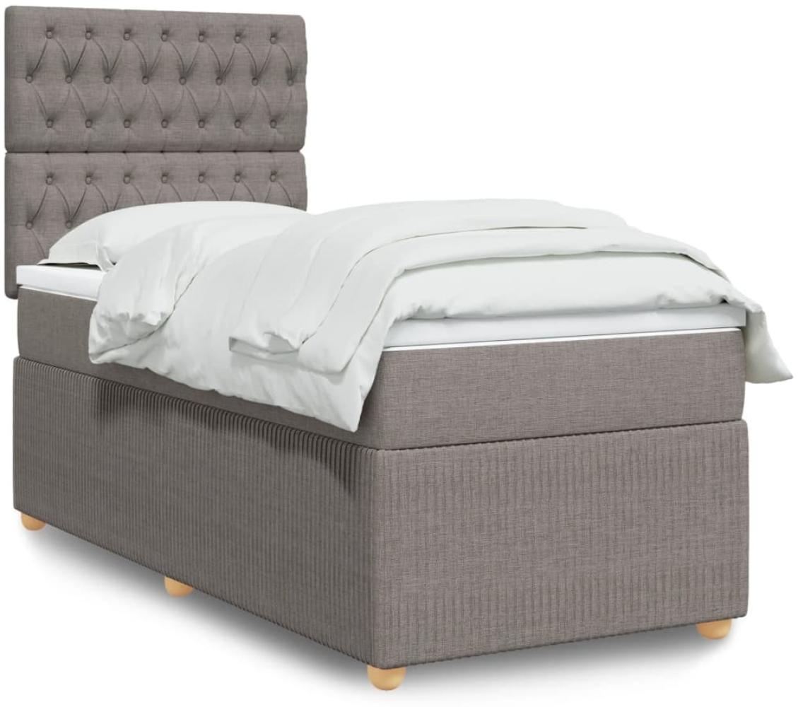 vidaXL Boxspringbett mit Matratze Taupe 90x190 cm Stoff 3294222 Bild 1