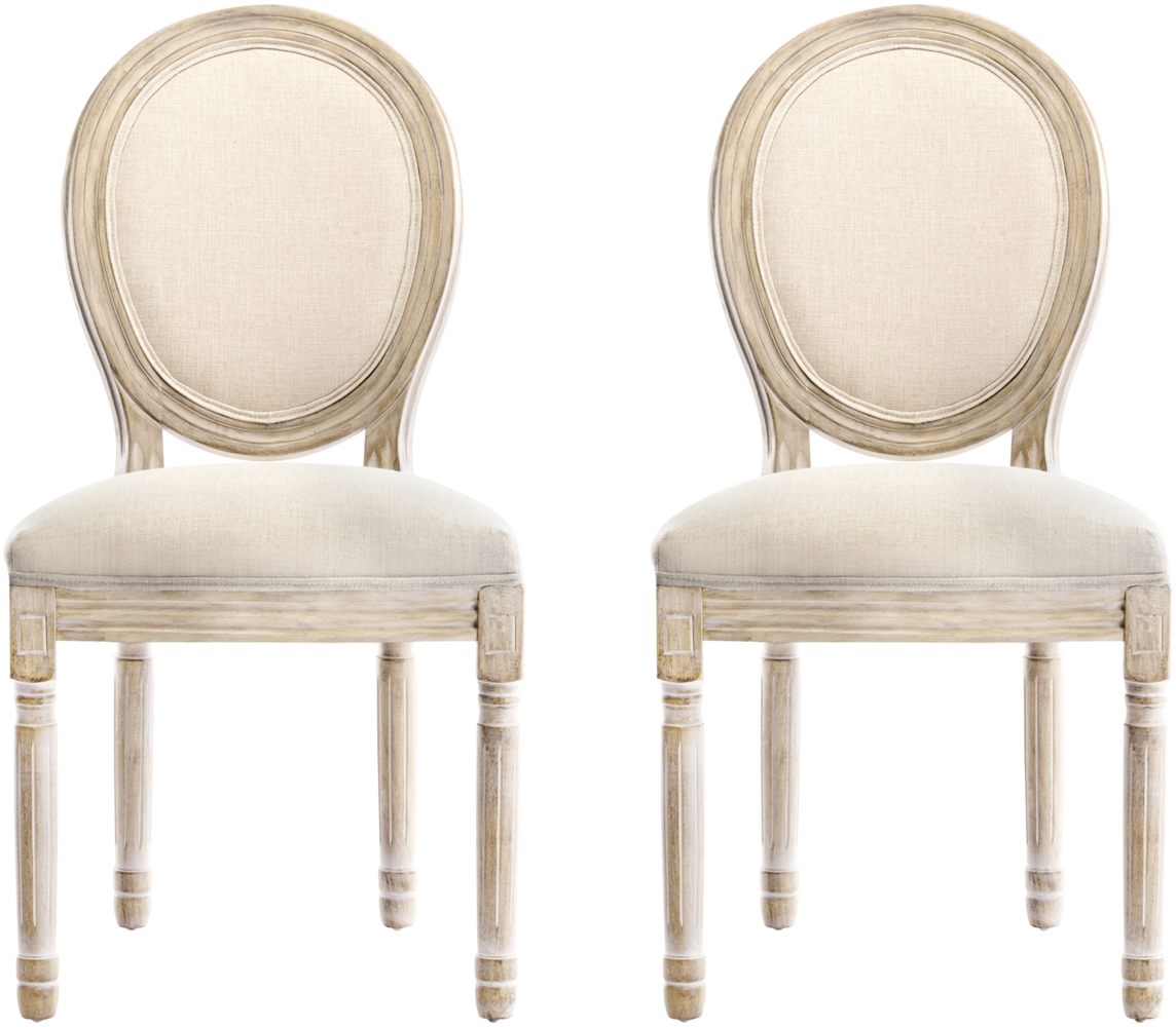 HOMEMIYN Esszimmerstuhl,Beige,Leinen,Massivholz,H56 x T94,5 x B50 cm Bild 1