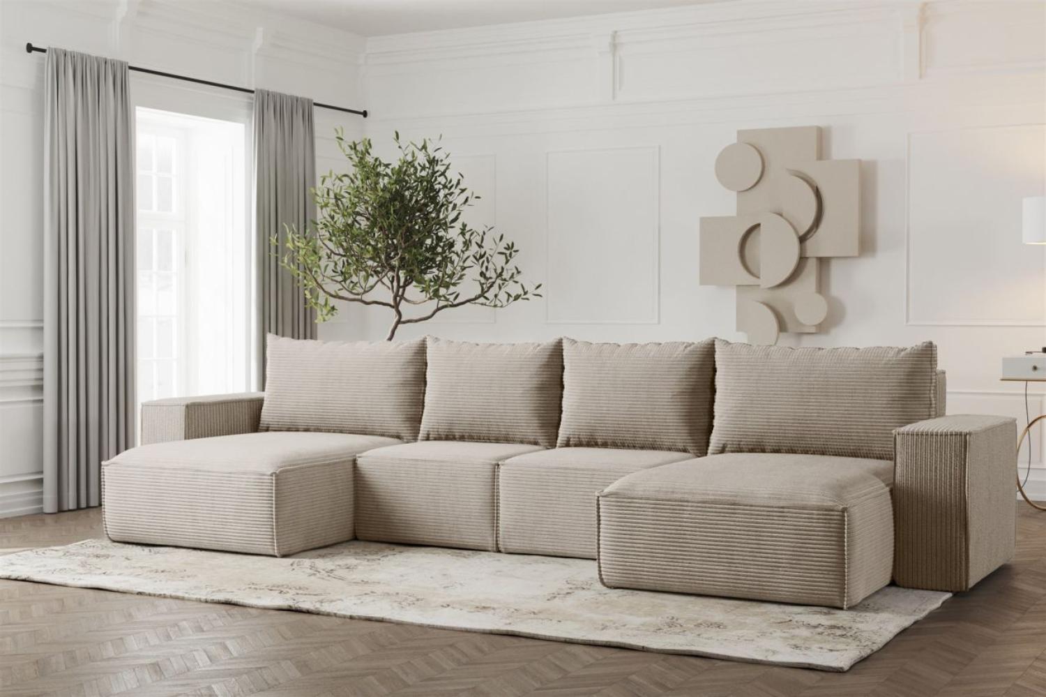 Wohnlandschaft U-Form Sofa ESTELLE in Stoff Poso Beige Bild 1