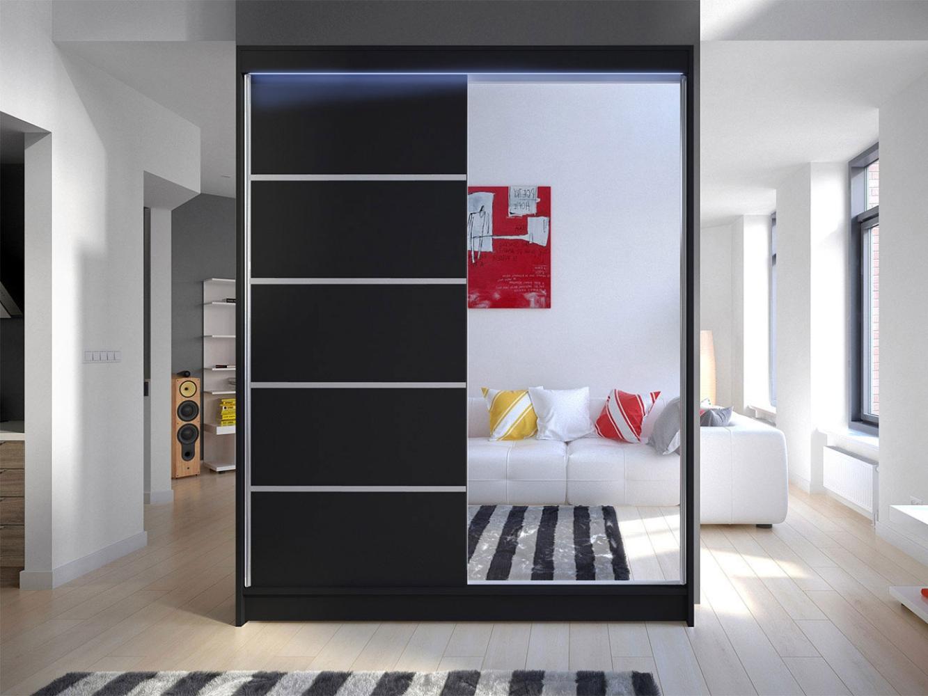 Kleiderschrank Metropolis III, mit RGB LED Beleuchtung, Farbe: Schwarz Bild 1