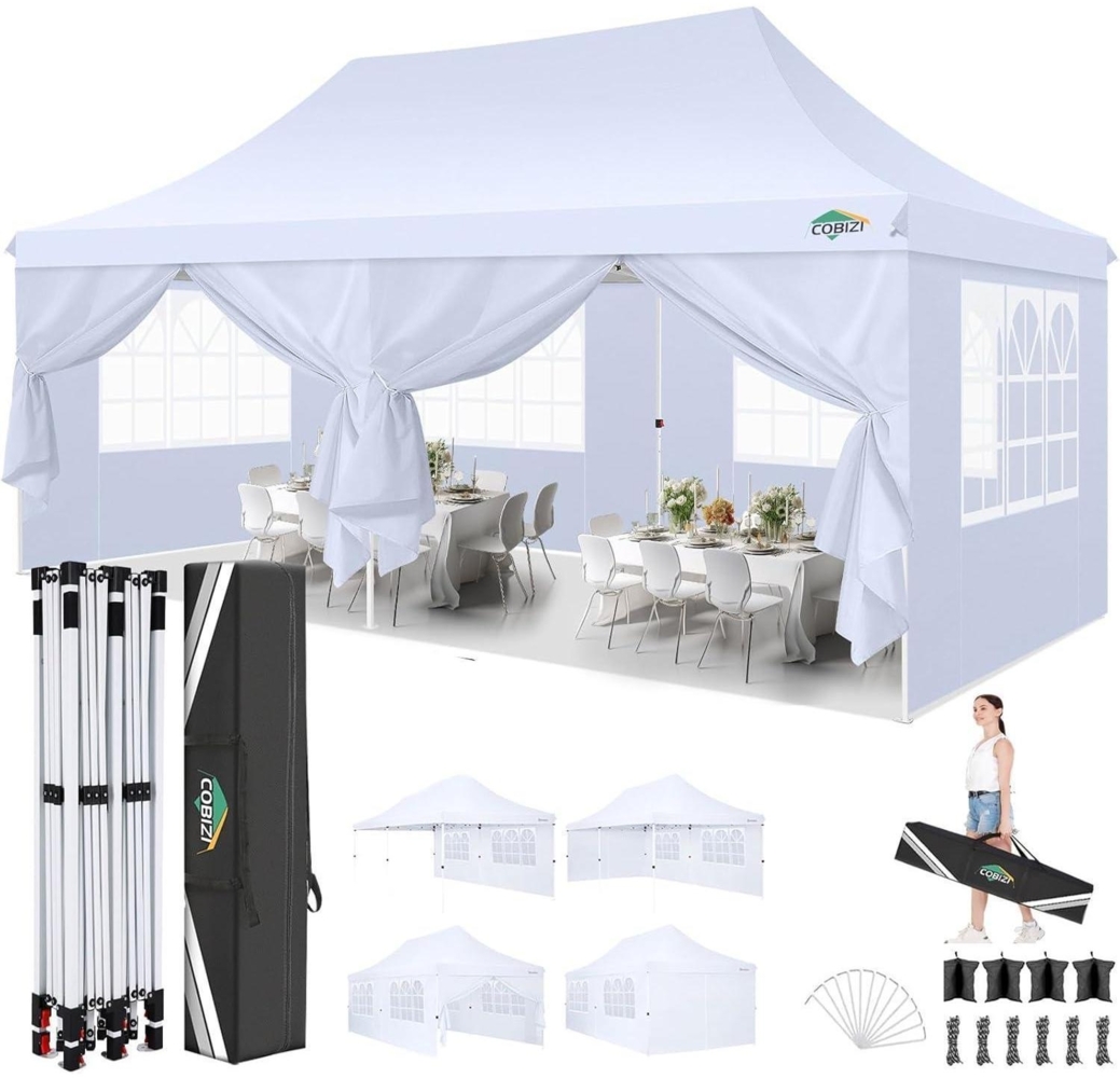 COBIZI Faltpavillon 3x6m Wasserdicht Stabil Partyzelt 6 Seitenwände Bild 1