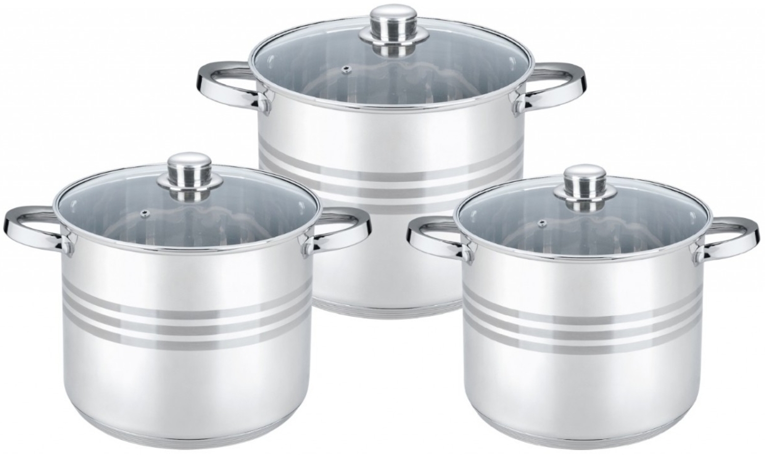 Cheffinger Kochtopf Pfannen Topfset Glasdeckel 6-tlg Induktion Edelstahl CF-SP4 Bild 1