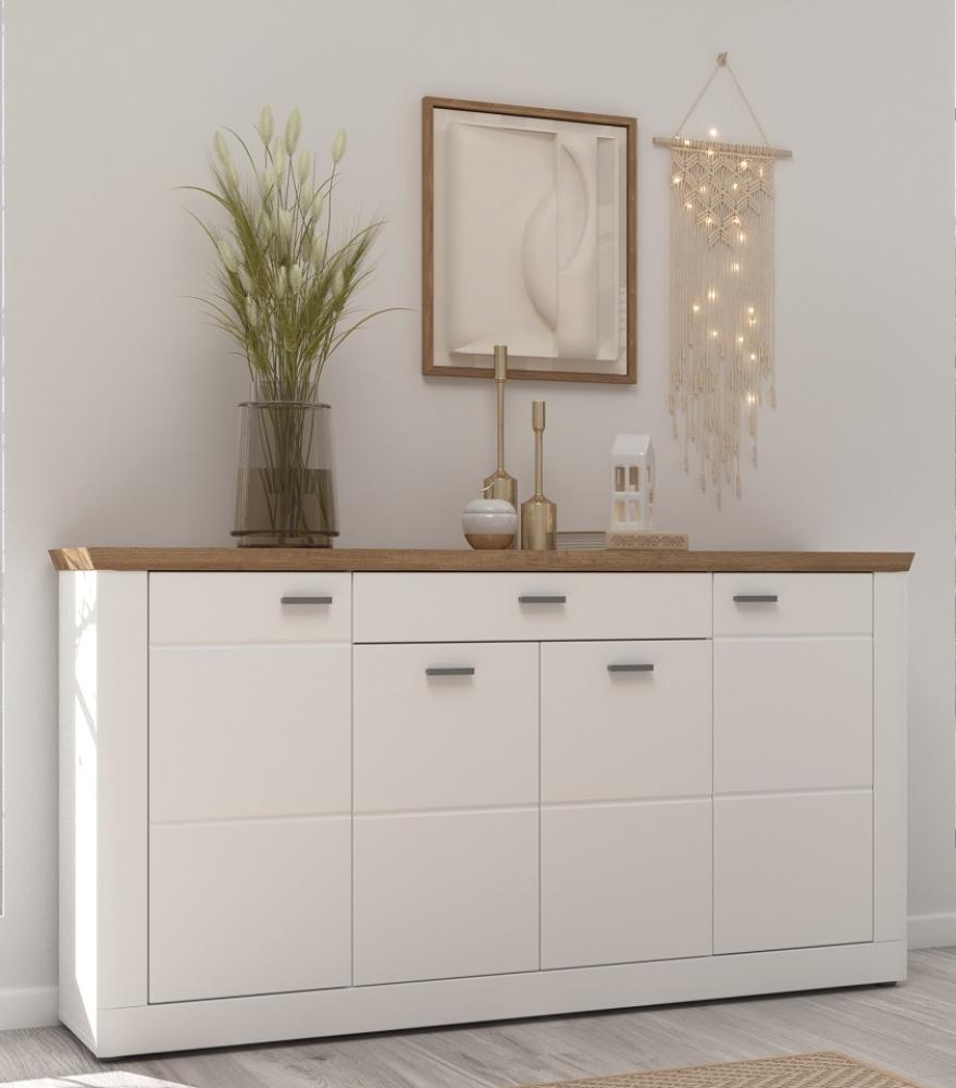Sideboard Michigan in weiß matt und Eiche 159 cm Bild 1