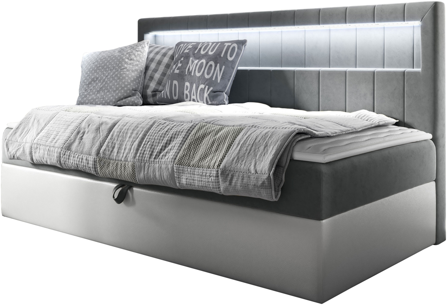 Boxspringbett 'Gladino Junior 2' grau 80 x 200 cm Bild 1