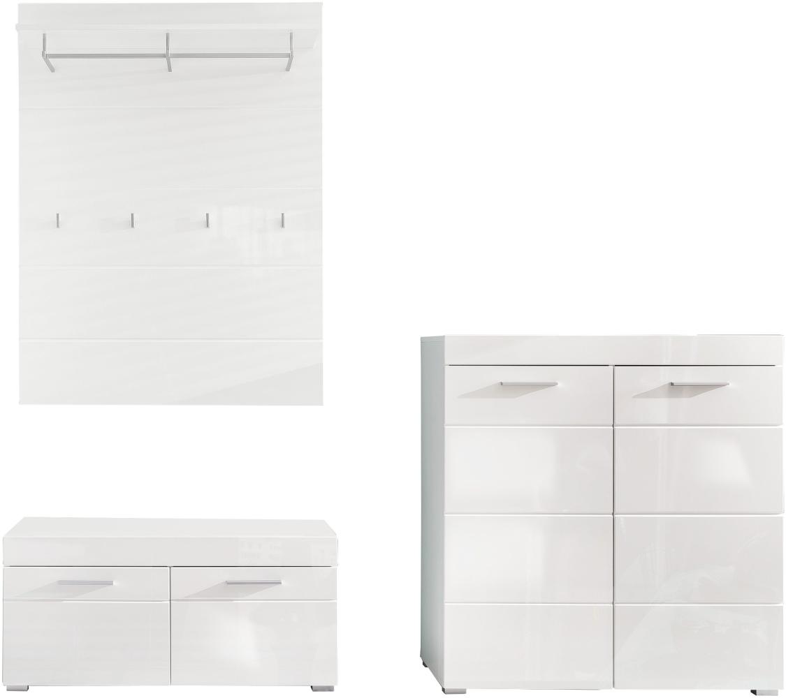 Garderobe Amanda komplett Set 3-teilig weiß Hochglanz Bild 1