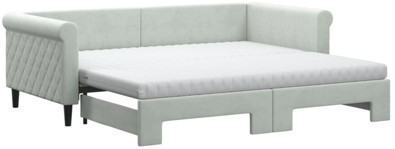 vidaXL Tagesbett Ausziehbar mit Matratzen Hellgrau 90x190 cm Samt 3197808 Bild 1