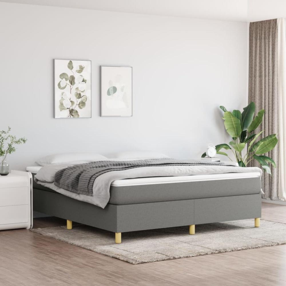 vidaXL Boxspringbett mit Matratze Dunkelgrau 180x200 cm Stoff 3144539 Bild 1