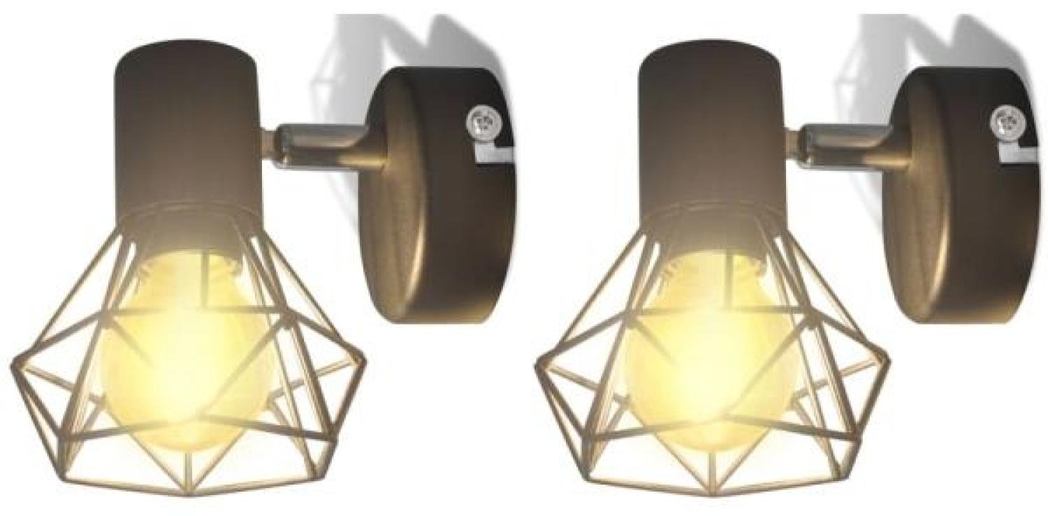 Wandleuchten 2 Stk. LED-Glühlampe Industrie-Stil Drahtschirm Schwarz 242265 Bild 1
