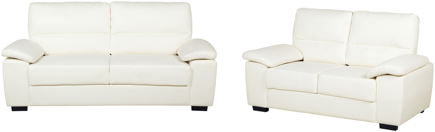 Sofa Set Kunstleder creme VOGAR Bild 1