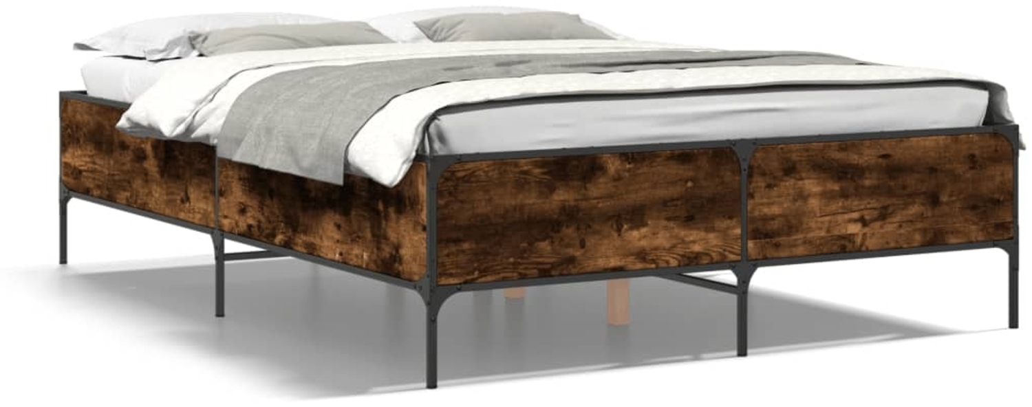 vidaXL Bettgestell Räuchereiche 160x200 cm Holzwerkstoff und Metall 3279789 Bild 1