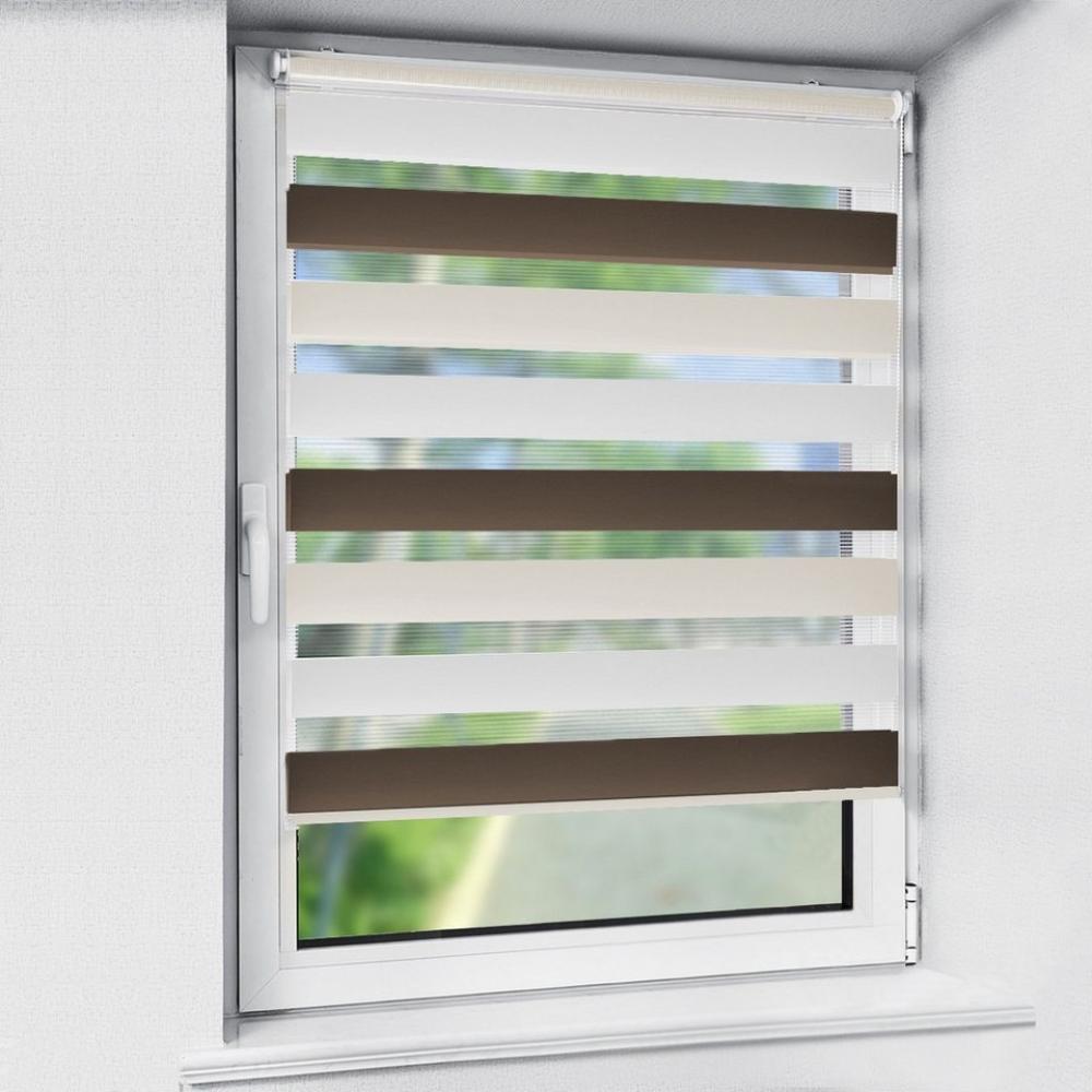 Doppelrollo rollos für Fenster ohne Bohren 130cm, OUBO, Lichtschutz, freihängend, mit Klemmträger, Klemmfix, livhtdurchlässig und verdunkelnd Bild 1