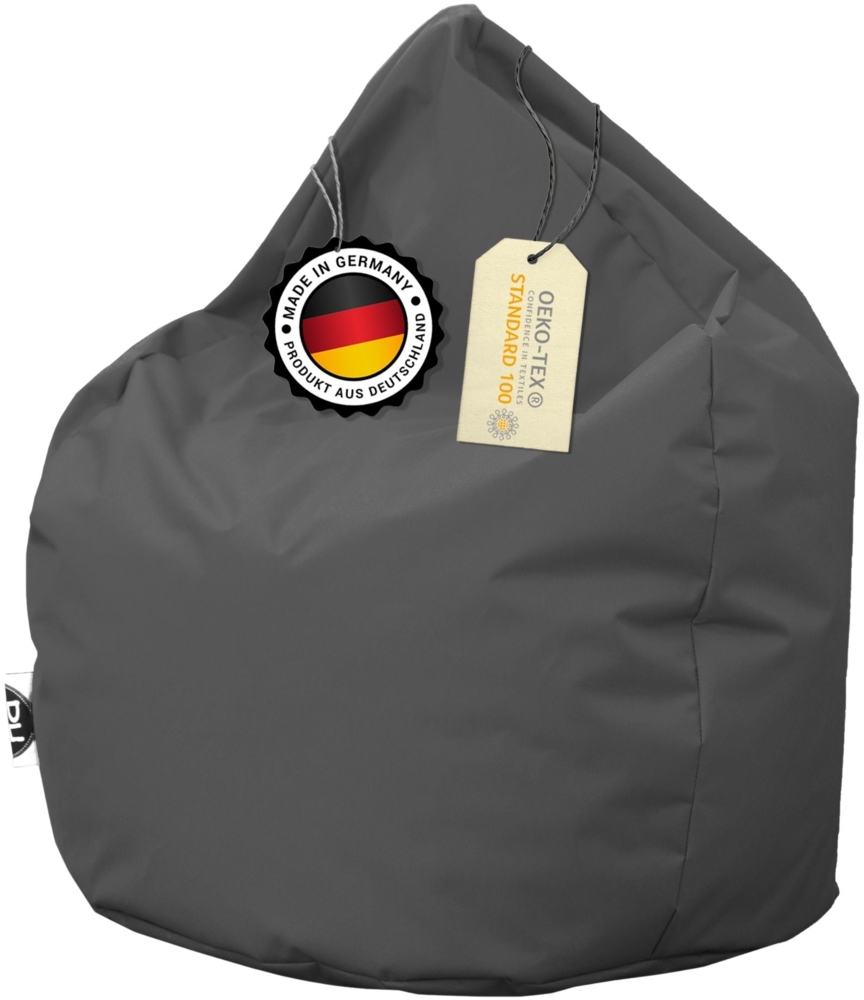 PATCH HOME Sitzsack Tropfenform – XXXL – Anthrazit, bequemer Sitzsack aus Luxus-Polyester-Gewebe, bereits befüllt Bild 1