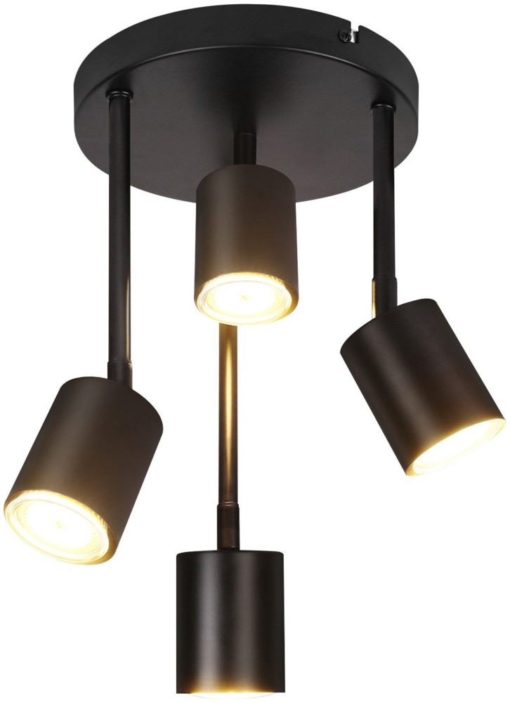 ZMH Deckenstrahler 4 Flammig Schwarz Verstellbare Deckenleuchte LED GU10 Küchenlampe 350° Bild 1