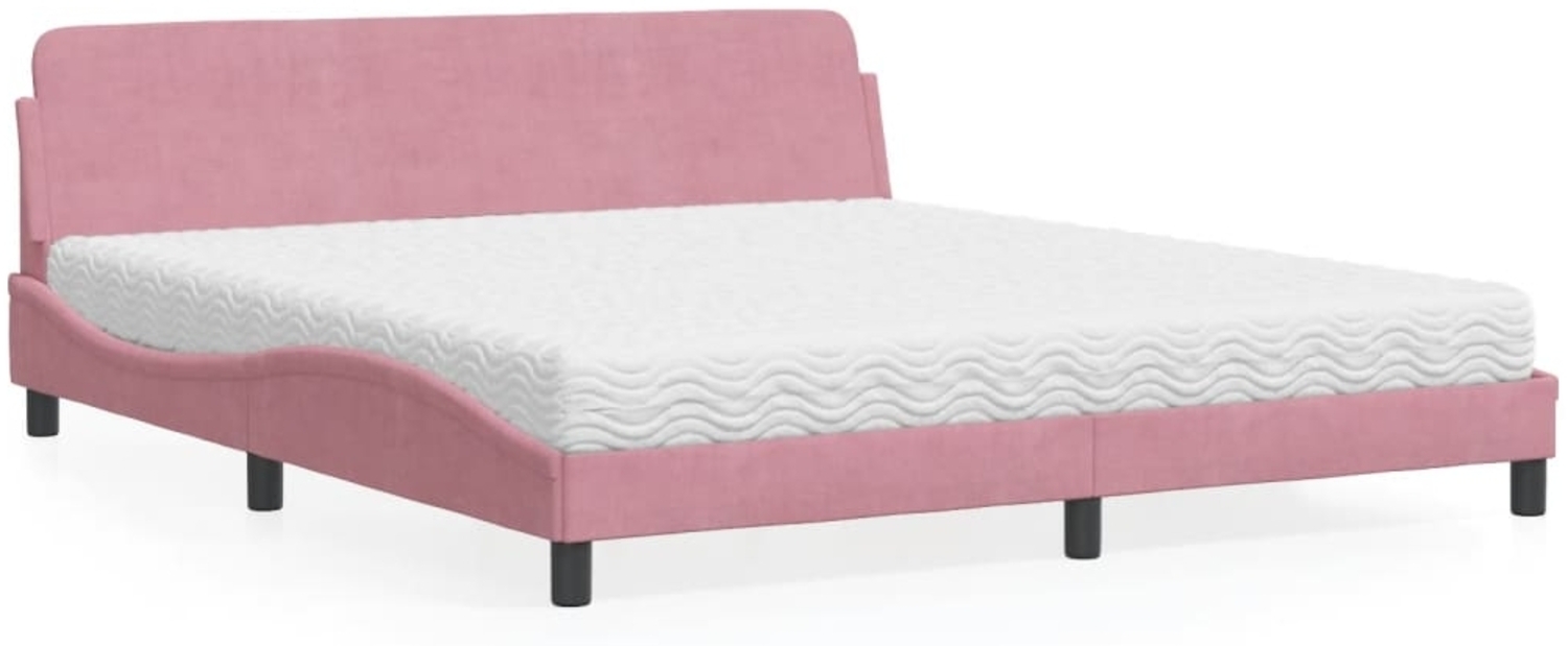 vidaXL Bett mit Matratze Rosa 180x200 cm Samt 3208456 Bild 1