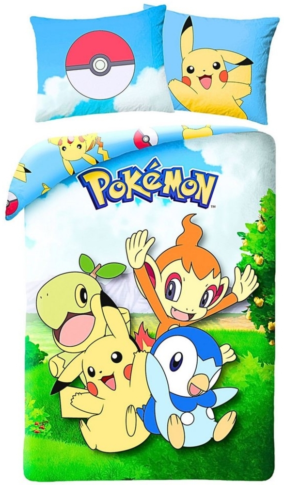 POKÉMON Kinderbettwäsche, Baumwolle, 2 teilig, Wendebettwäsche 135-140x200 cm Bild 1