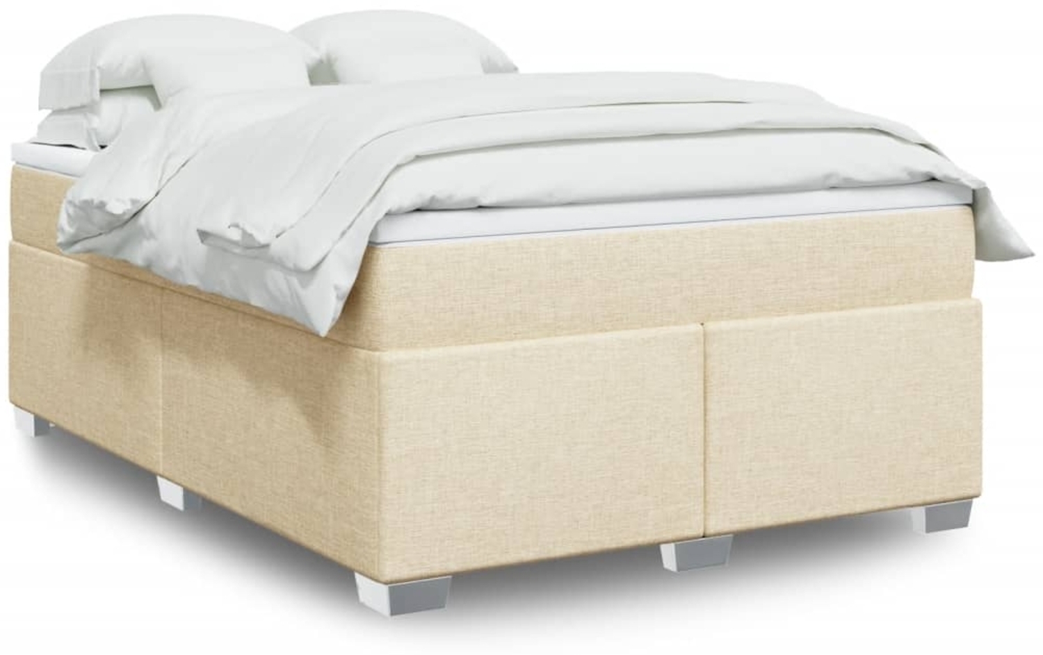 vidaXL Boxspringbett mit Matratze Creme 140x200 cm Stoff 3285142 Bild 1