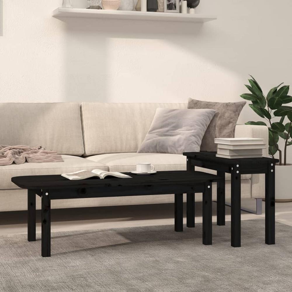 vidaXL 2-tlg. Couchtisch-Set Schwarz Massivholz Kiefer 822366 Bild 1