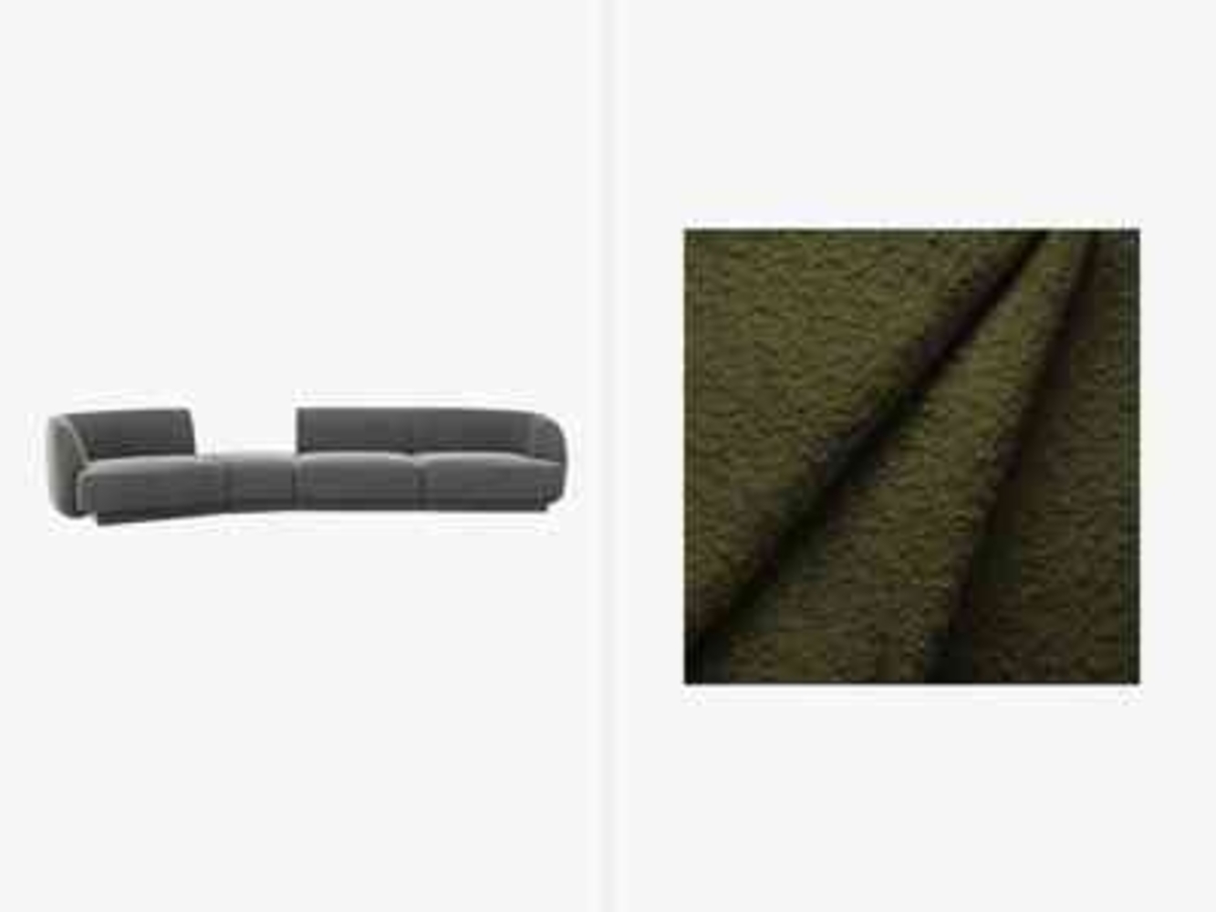 Micadoni Modulares Sofa Miley 4-Sitzer Links Boucle Baloo Dunkel-Olivgrün Bild 1