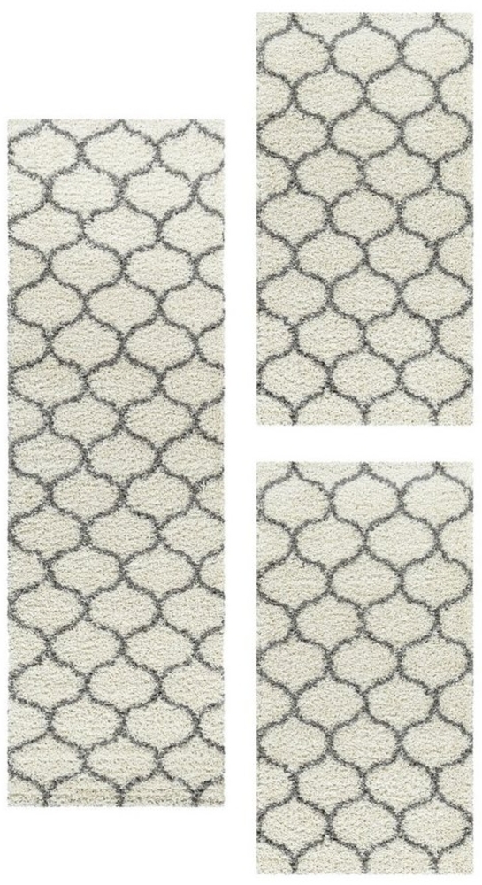 SIMPEX24 Hochflor-Bettumrandung Skandinavisches Design, Höhe 30 mm, (Bett-Set, 3-tlg, Bettvorlage), Schlafzimmer Teppich Bettumrandung Läufer Set 3 teilig Bild 1