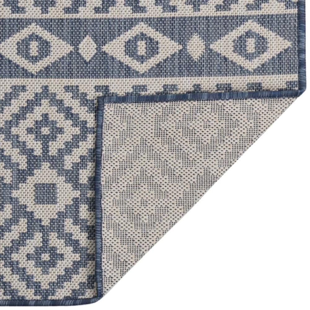 vidaXL Outdoor-Teppich Flachgewebe 160x230 cm Blau Gestreift 340839 Bild 1