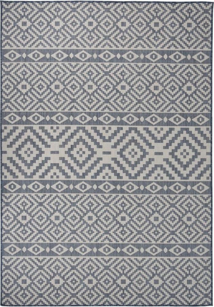 vidaXL Outdoor-Teppich Flachgewebe 160x230 cm Blau Gestreift 340839 Bild 1