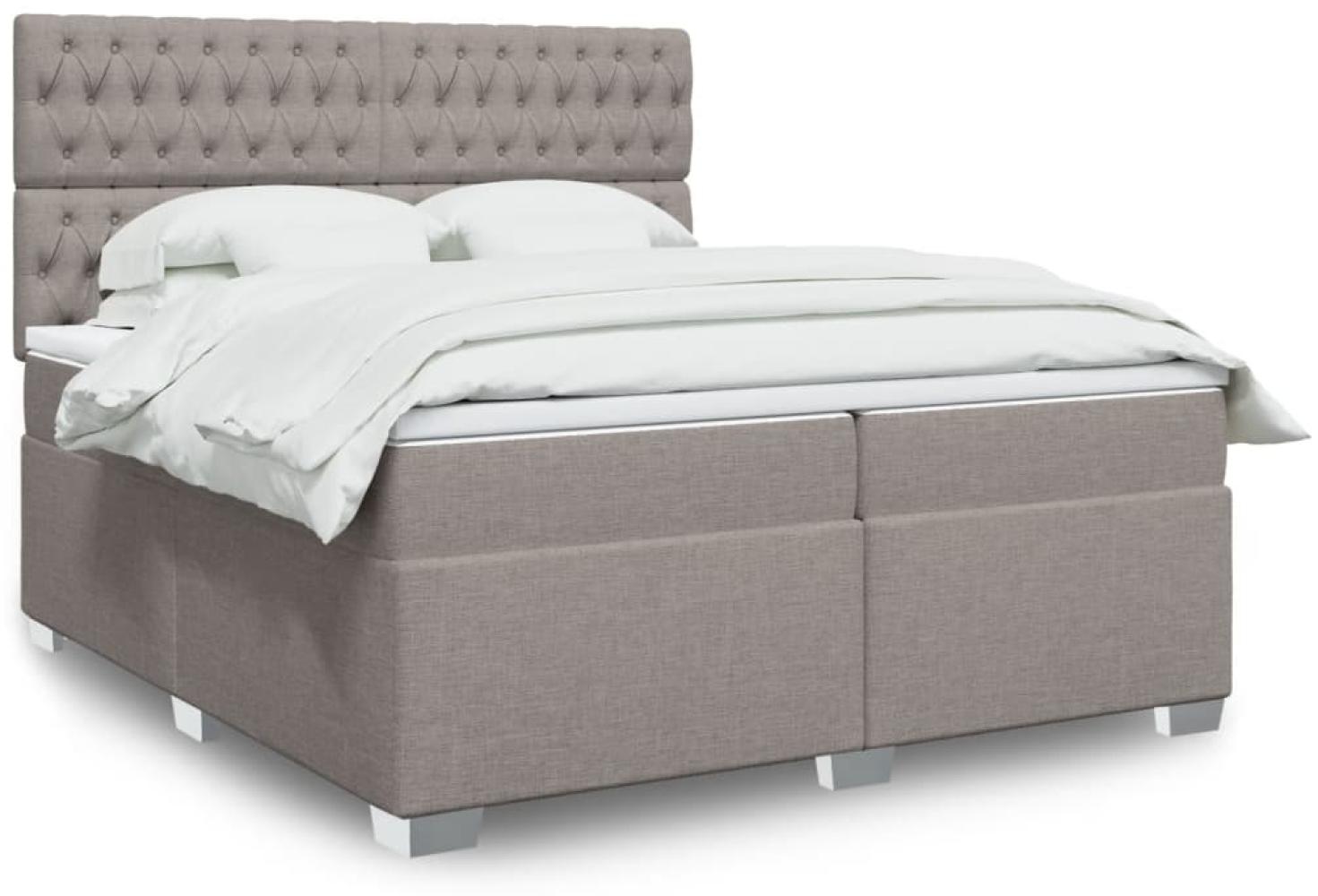 vidaXL Boxspringbett mit Matratze Taupe 200x200 cm Stoff 3292906 Bild 1