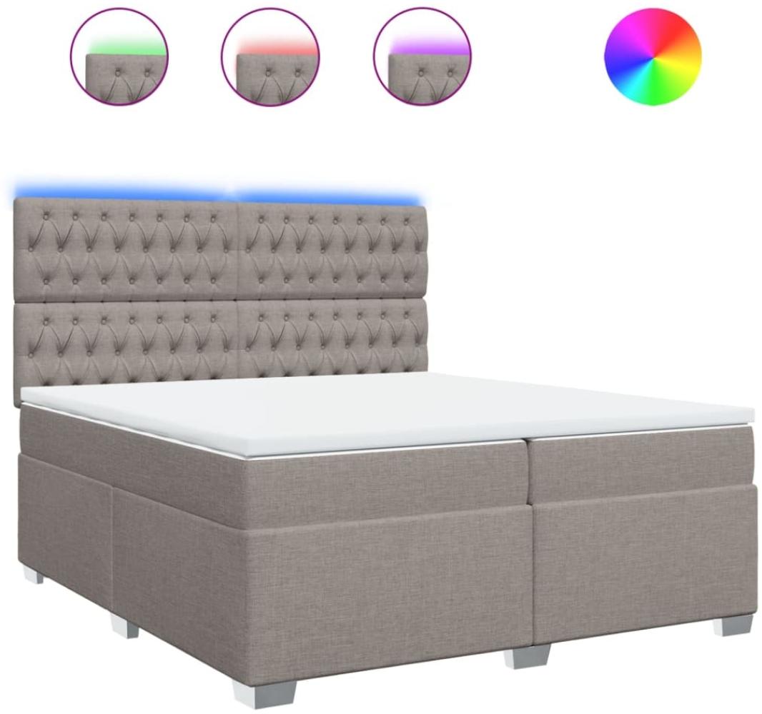 vidaXL Boxspringbett mit Matratze Taupe 200x200 cm Stoff 3292906 Bild 1