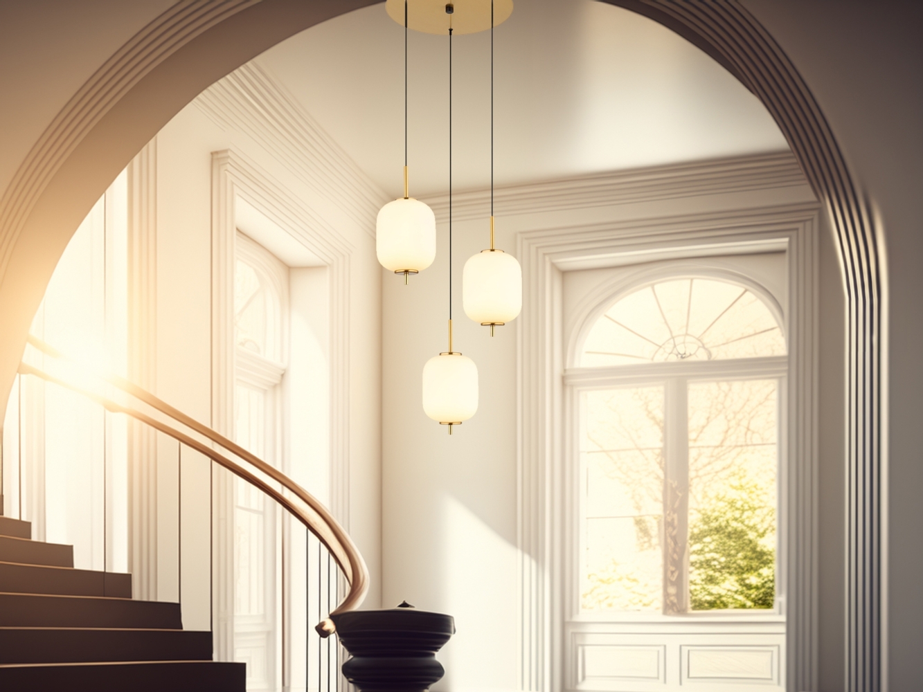 Hängeleuchte Esszimmer LED Hängelampe Esstisch Wohnzimmer Messing Glas 15217-3 Bild 1