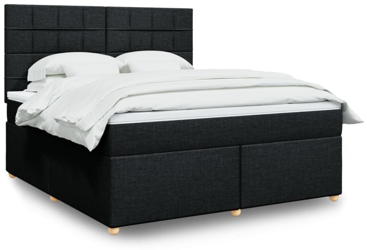 vidaXL Boxspringbett mit Matratze Schwarz 180x200 cm Stoff 3293661 Bild 1