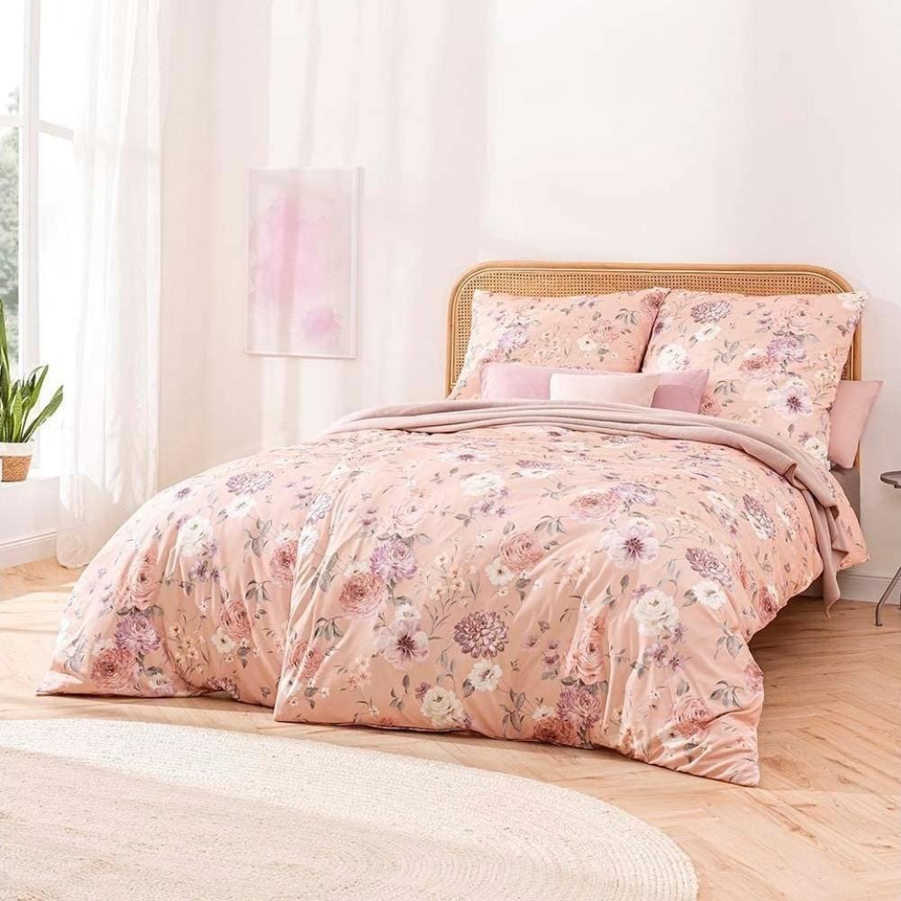 Estella Mako Jersey Bettwäsche 135x200 Gladys apricot Blumen Rosen Romantik 6185-450 Bild 1