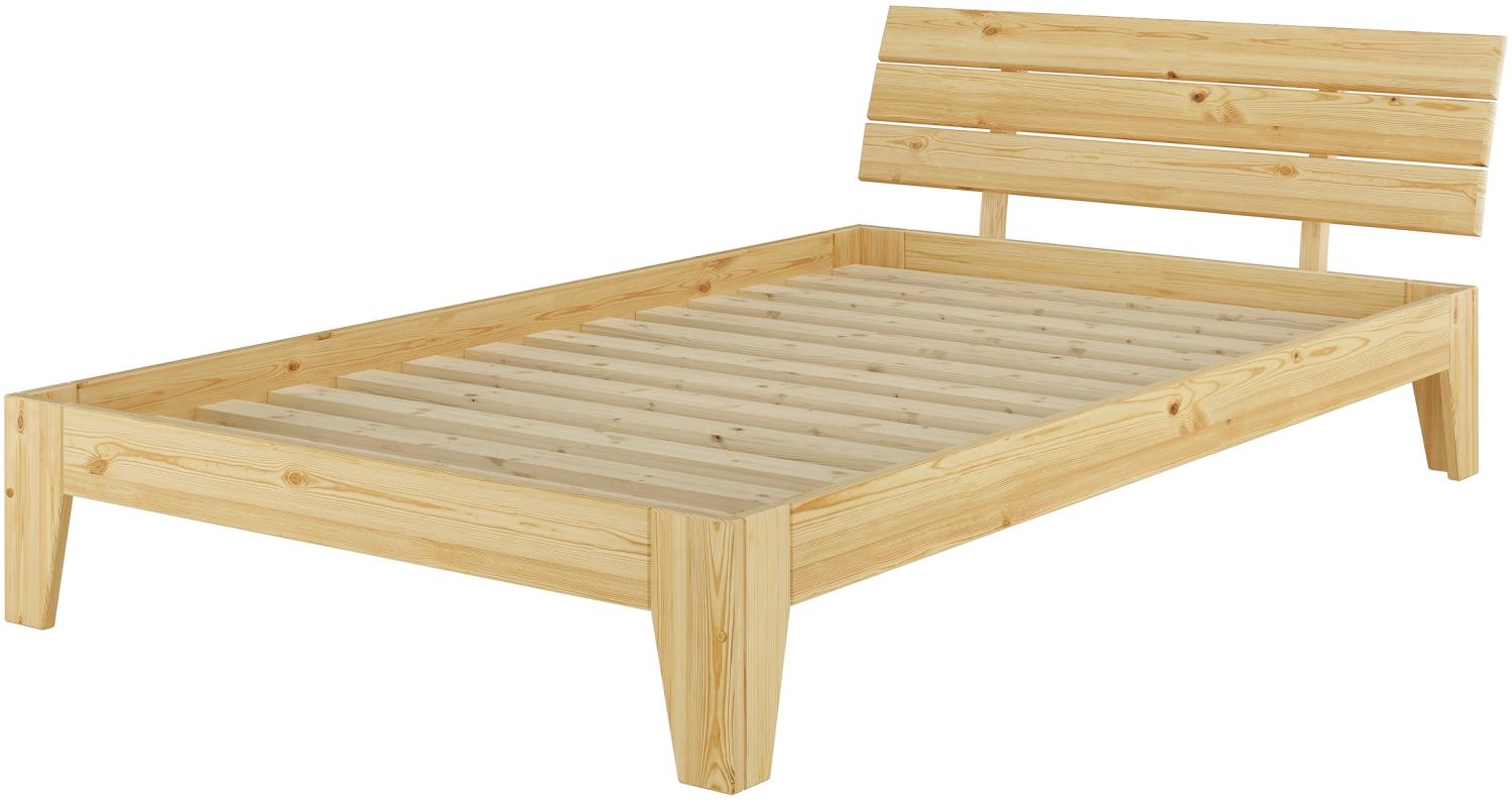 Erst-Holz Einzelbett Kieferbett natur Massivholz Futonbett 120x200 mit Rollrost 60. 62-12 Bild 1