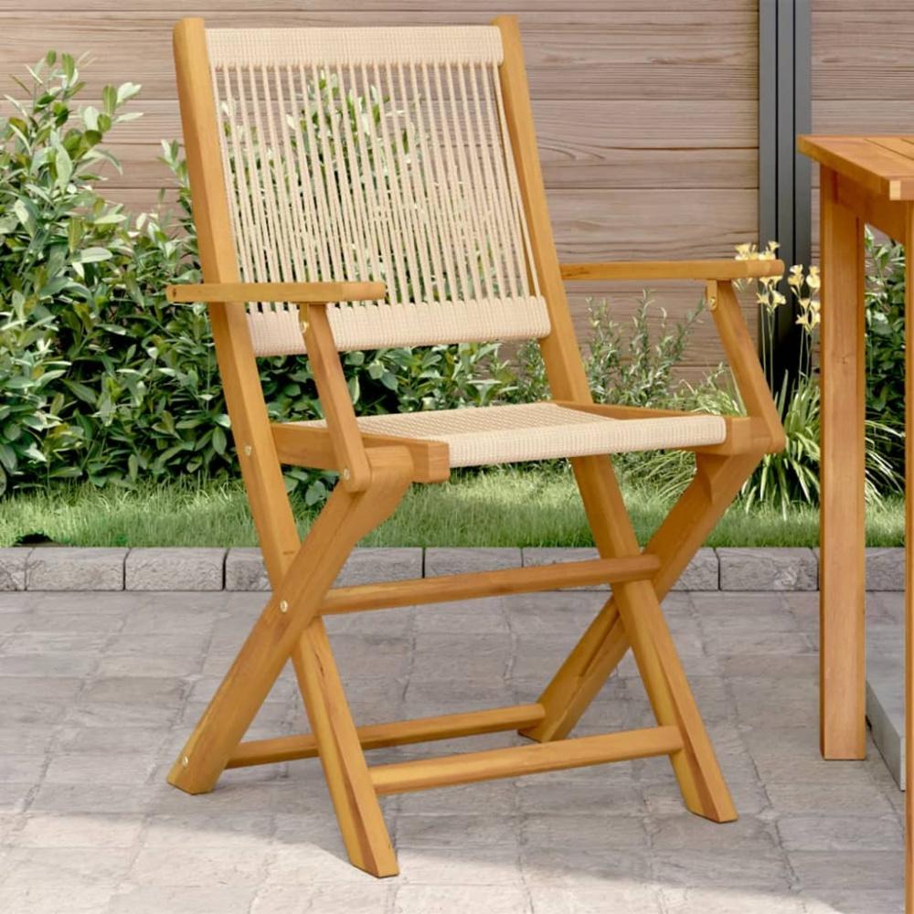 vidaXL Gartenstühle 2 Stk. Beige Massivholz Akazie und Polypropylen 367668 Bild 1