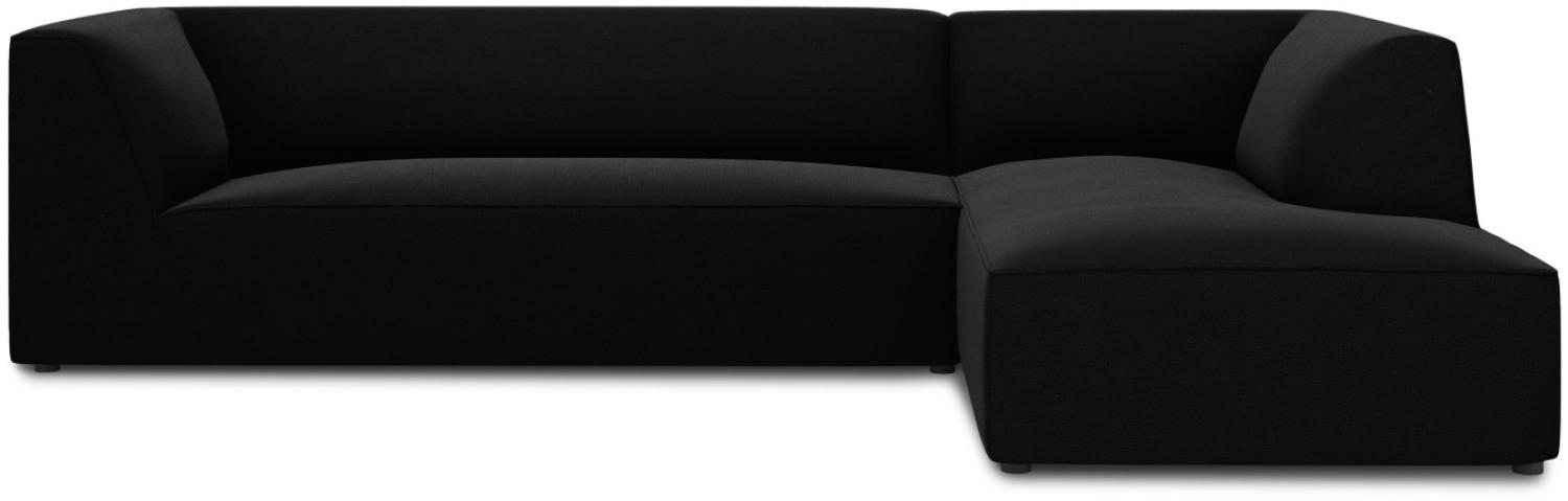 Micadoni 4-Sitzer Samtstoff Modular Ecke rechts Sofa Ruby | Bezug Black | Beinfarbe Black Plastic Bild 1